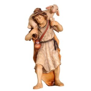 Pastor con oveja al hombro