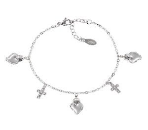Pulsera de acero inoxidable con circonitas blancas – acabado en acero – Longitud 16 + 3 cm – ACBR818392B