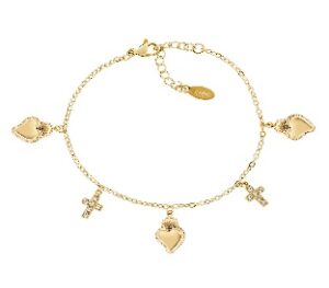 Pulsera de acero inoxidable con circonitas blancas – acabado dorado – Longitud 16 + 3 cm – ACBR818392G