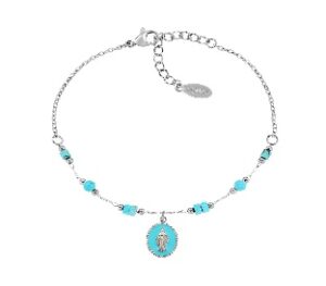 Pulsera de acero inoxidable con esmalte turquesa – acabado en acero