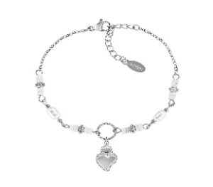 Pulsera de acero inoxidable con esmalte blanco – acabado en acero – Longitud 16 + 3 cm – ACBR818406B