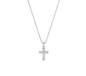 Collar de acero inoxidable con circonitas blancas – acabado en acero – Longitud 40 + 5 cm – ACCL1805B
