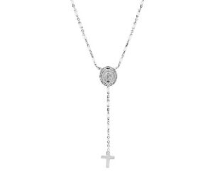 Collar de acero inoxidable con esmalte blanco – acabado en acero – Longitud 40 + 5 cm – ACCL200230B