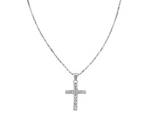 Collar de acero inoxidable con circonitas blancas – acabado en acero – Longitud 40 + 5 cm – ACCL818391B