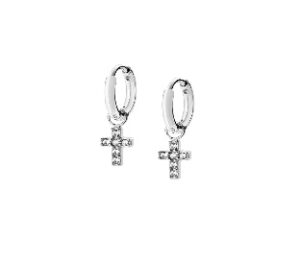 Pendientes de acero inoxidable con circonitas blancas – acabado en acero