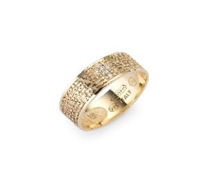 Anillo Padre Nuestro de plata de ley con circonitas blancas – acabado dorado
