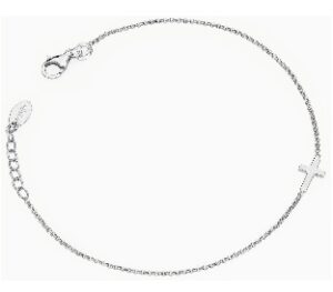 Pulsera con cruz de plata de ley – acabado en rodio