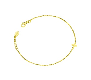 Pulsera con cruz de plata de ley – acabado dorado – Cruces
