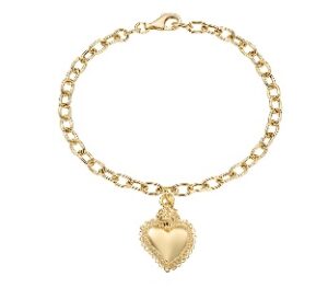 Pulsera del Sagrado Corazón de plata de ley – acabado dorado