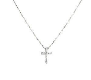 Collar con cruz de plata de ley con circonitas blancas – acabado en rodio – Longitud 40 + 5 cm · colgante 15 x 8 mm