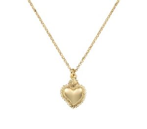 Collar del Sagrado Corazón de plata de ley – acabado dorado – Sagrado Corazón