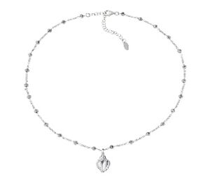 Collar del Sagrado Corazón de plata de ley con cristales grises – acabado en rodio