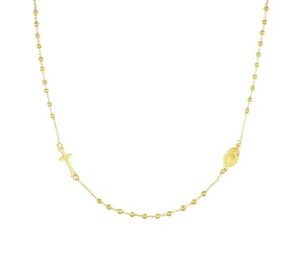 Rosario clásico de plata de ley – acabado dorado – Longitud 50 + 2 cm · cuentas Ø 2 mm