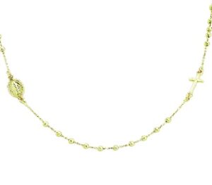 Rosario clásico de plata de ley – acabado dorado – Longitud 46 + 2 cm · cuentas Ø 2,5 mm