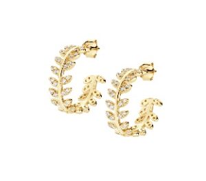 Pendientes con símbolo sagrado de plata de ley con circonitas blancas – acabado dorado – Símbolos sagrados
