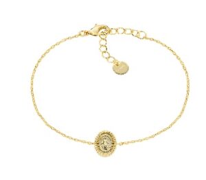 Pulsera de la Virgen Milagrosa de latón – chapado en oro de 18 quilates