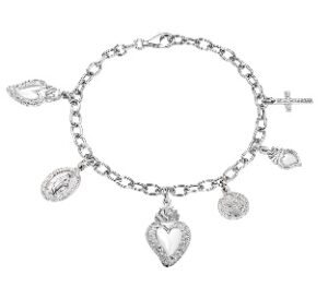 Pulsera del Sagrado Corazón de latón – acabado en rodio