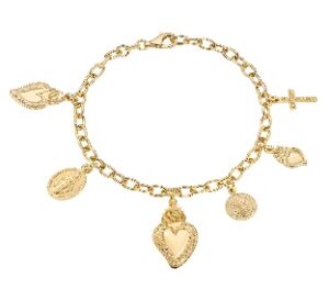 Pulsera del Sagrado Corazón de latón – chapado en oro de 18 quilates