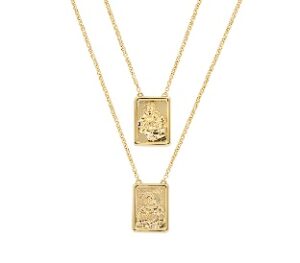 Collar del Sagrado Corazón de latón – chapado en oro de 18 quilates – Longitud 40 cm · colgante 15 x 10 mm