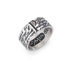 Anillo Padre Nuestro de plata de ley – acabado bruñido – ANPNB