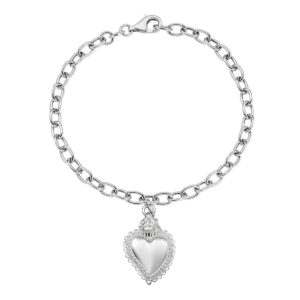 Pulsera del Sagrado Corazón de plata de ley – acabado en rodio