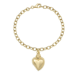 Pulsera del Sagrado Corazón de plata de ley – acabado dorado