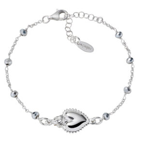 Pulsera del Sagrado Corazón de plata de ley con cristales grises – acabado en rodio