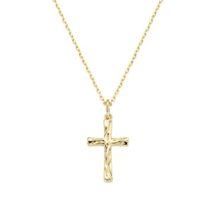 Collar con cruz de plata de ley – acabado dorado