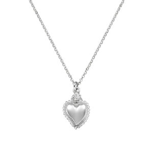 Collar del Sagrado Corazón de plata de ley – acabado en rodio
