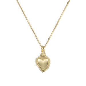 Collar del Sagrado Corazón de plata de ley – acabado dorado