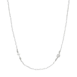 Rosario con perlas de plata de ley con perlas de cristal – acabado en rodio – Longitud 50 + 2 cm · perlas Ø 3 mm