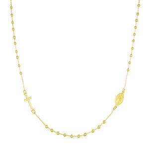 Rosario clásico de plata de ley – acabado dorado – Longitud 46 + 2 cm · cuentas Ø 2,5 mm