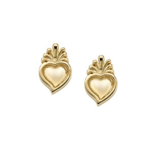 Pendientes del Sagrado Corazón de plata de ley – acabado dorado
