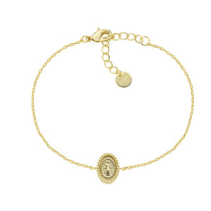 Pulsera de la Virgen Milagrosa de latón – chapado en oro de 18 quilates