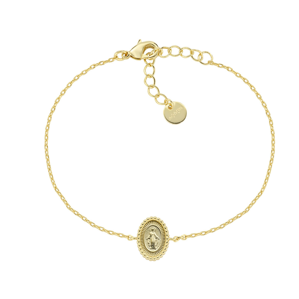 Pulsera de la Virgen Milagrosa de latón – chapado en oro de 18 quilates · Amen