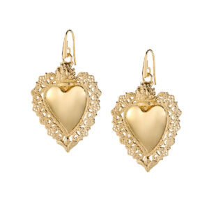 Pendientes del Sagrado Corazón de latón – chapado en oro de 18 quilates