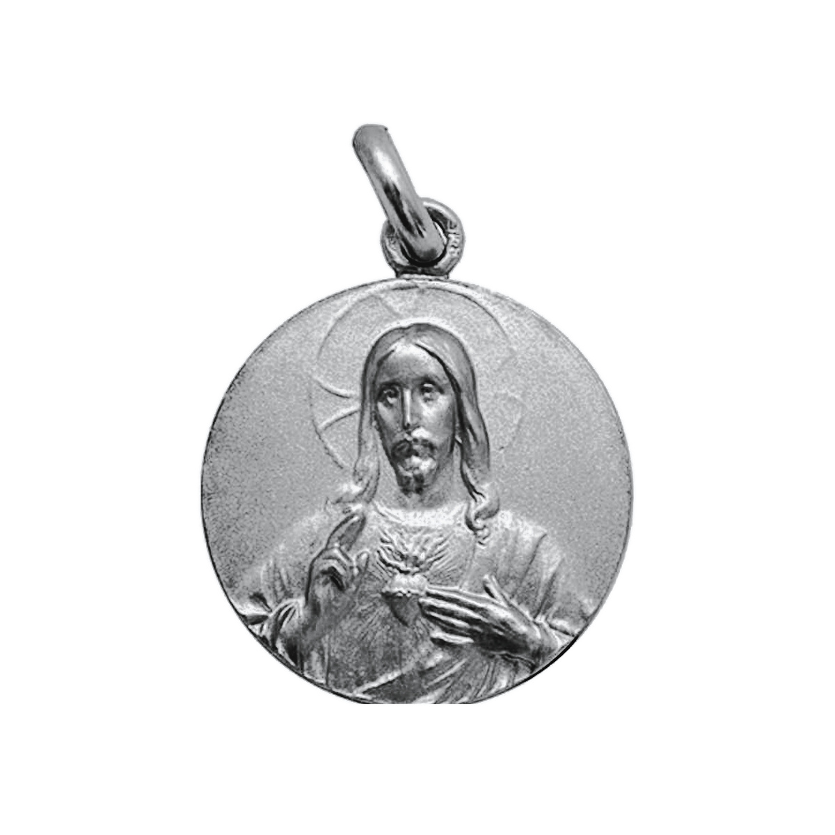 Medalla del Sagrado Corazon de Jesus en plata