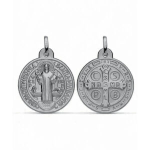 Medalla de San Benito Oro 18k en plata