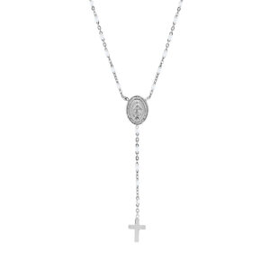 Collar de acero inoxidable con esmalte blanco – acabado en acero – Longitud 40 + 5 cm – ACCL200230B