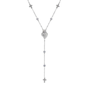 Collar de acero inoxidable con circonitas blancas – acabado en acero – Longitud 40 + 5 cm – ACCL818390B