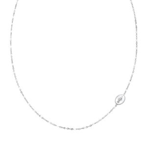 Collar de acero inoxidable con esmalte blanco – acabado en acero – Longitud 40 + 5 cm – ACCLMISMBB