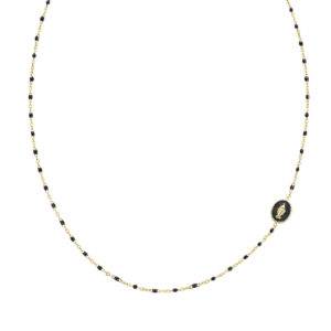 Collar de acero inoxidable con esmalte negro – acabado dorado – Longitud 40 + 5 cm – ACCLMISMGN