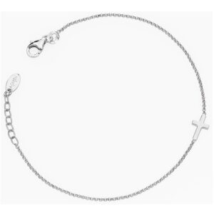 Pulsera con cruz de plata de ley – acabado en rodio