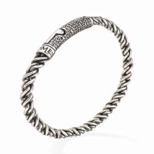Pulsera Padre Nuestro de plata de ley – acabado bruñido