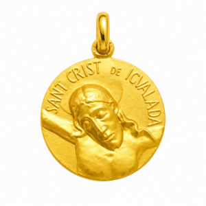 Medalla escapulario de la Virgen Maria con velo y Cristo Salvador