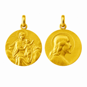 Medalla escapulario de la Virgen del Carmen y Cristo Salvador