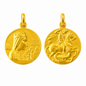 Medalla escapulario de la Virgen de Montserrat y San Jorge
