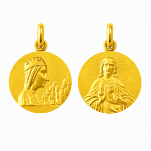 Medalla escapulario de la Virgen de Montserrat y el Sagrado Corazon de Jesus
