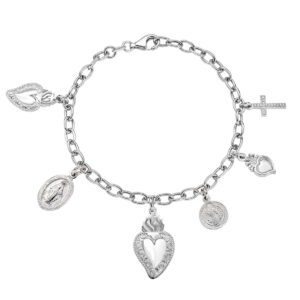 Pulsera del Sagrado Corazón de latón – acabado en rodio