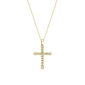 Collar con cruz de latón – chapado en oro de 18 quilates